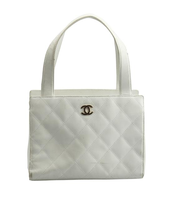 Chanel Quilted Leather 147235 White Tote