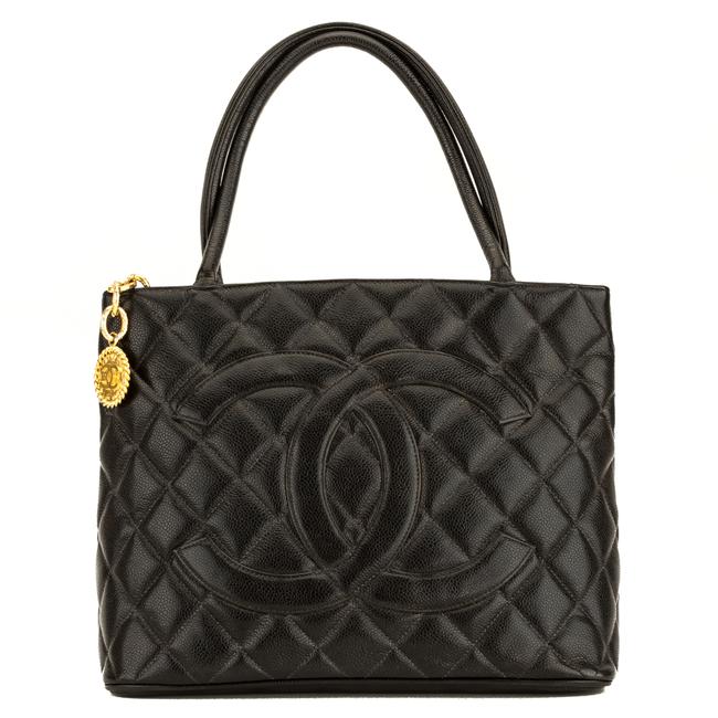 Chanel Quilted Medallion 4081014 Black Caviar Tote