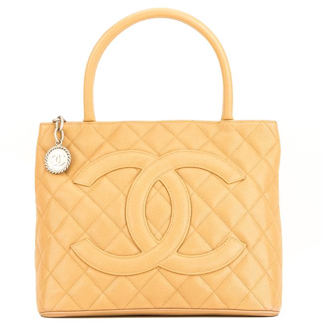 Chanel Quilted Medallion 4103008 Beige Caviar Tote