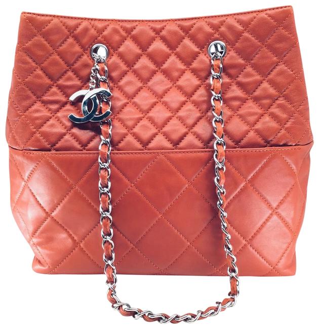 Chanel Quilted Red Lambskin Leather Tote