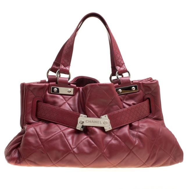 Chanel Quilted Red Leather Tote
