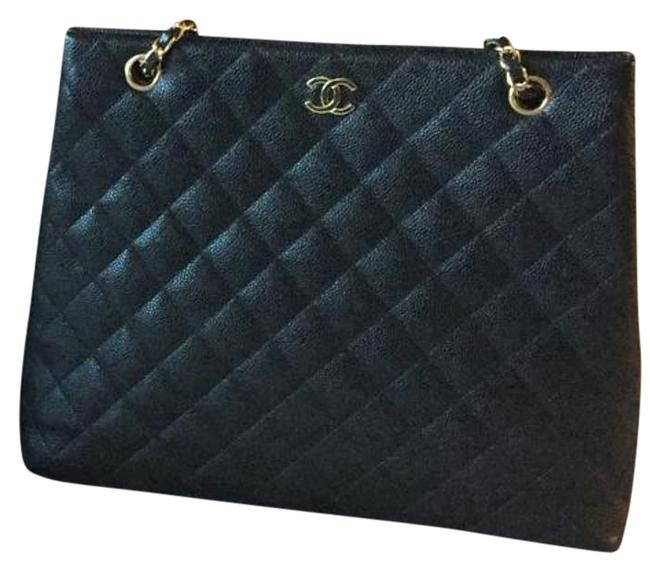 Chanel Quilted Shopper Black Caviar Tote