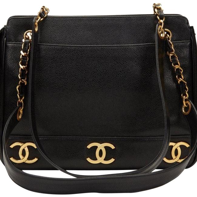 Chanel Bag Rare Vintage Black Caviar Leather Tote