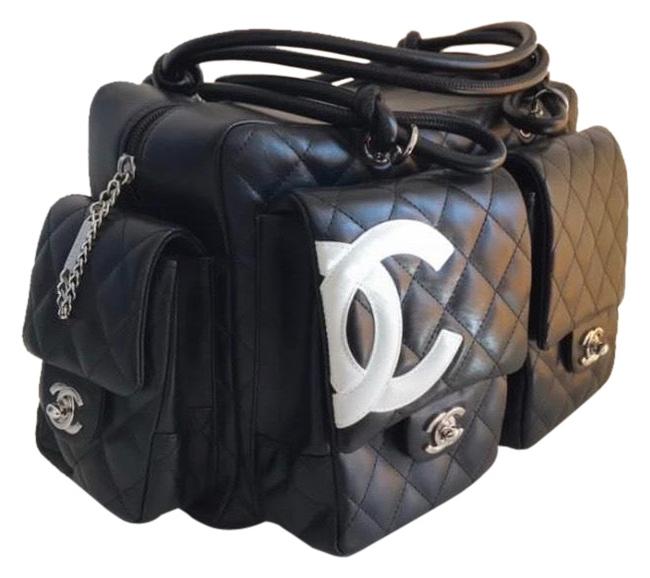 Chanel Reporter Cambon Large Multipocket Black Calfskin Leather Tote