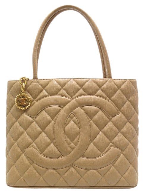 Chanel Reprint Ladies Skin Dh55404 Beige Caviar Leather Tote