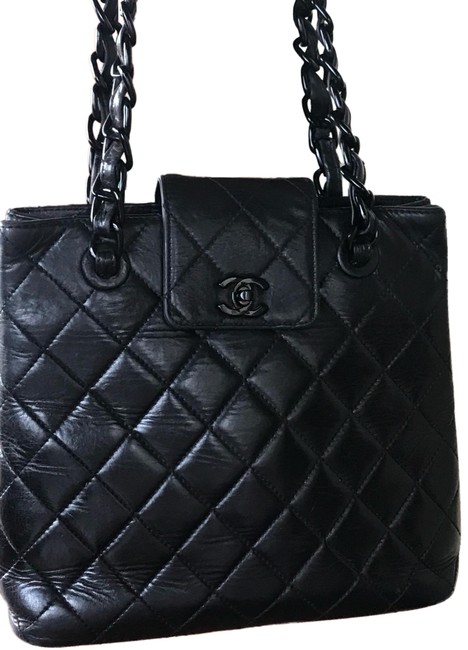 Chanel Shoulder Bag Resin Black Leather Tote