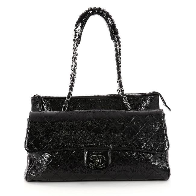 Chanel Ritz Flap Black Patent Leather Tote
