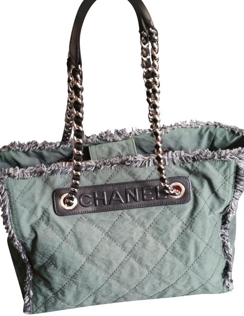Chanel Rue Cambone Canvas Green Nylone Tote