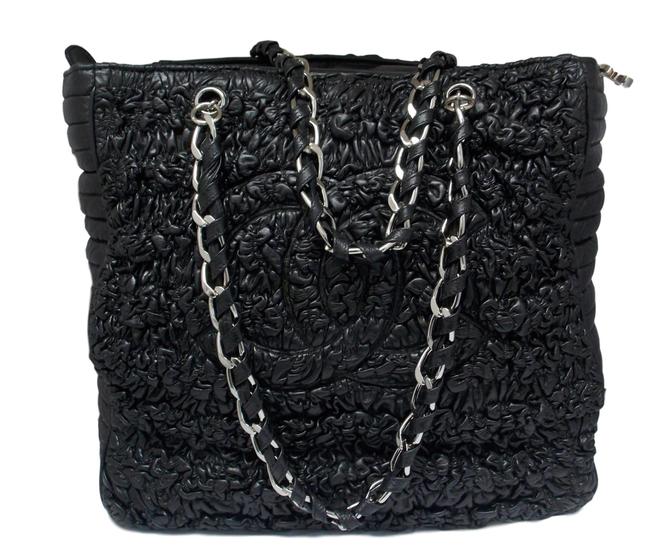 Chanel Ruffled Black Leather Tote