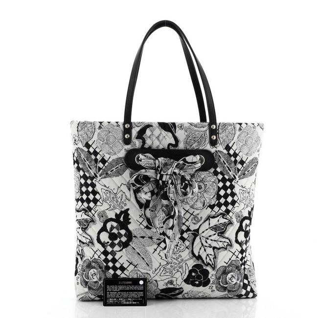 Chanel Scarf Quilted Corduroy with Silk Multicolor Fabric Tote