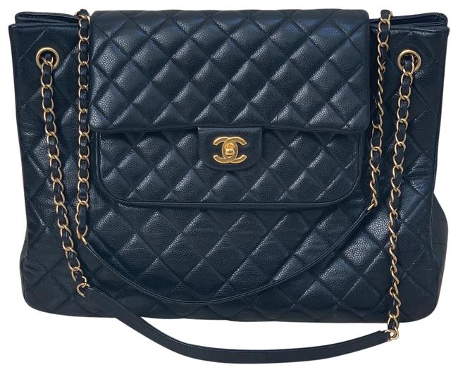 Chanel Shopping Bag Black Leather Tote