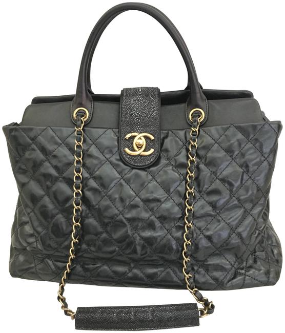 Chanel Shopping Bag Classic Black Lambskin Leather Tote