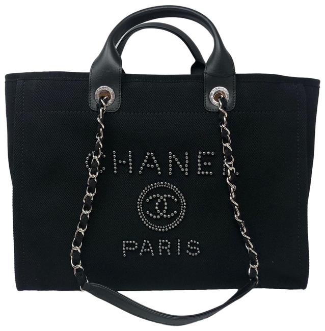 Chanel Shopping Bag Deauville With Pearls Black Tote