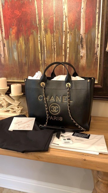 Chanel Shopping Bag Large Deuville Black Caviar Leather Tote