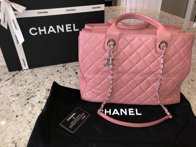 Chanel Shopping Bag Large Quilted Pink Leather Tote