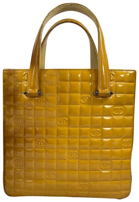 Chanel Shopping Bag Vernis Yellow Leather Tote