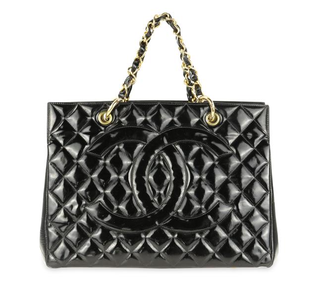 Chanel Shopping Black Patent Leather Tote
