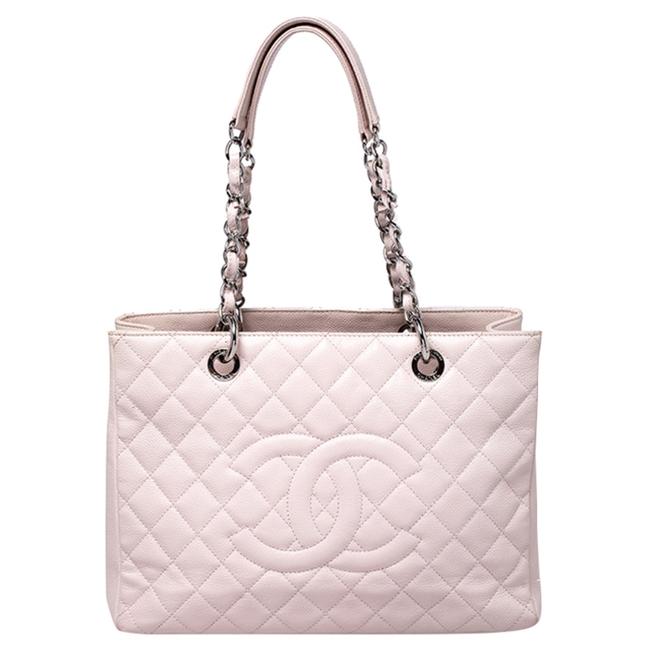 Chanel Shopping Blush Quilted Caviar Grand Pink Leather Tote