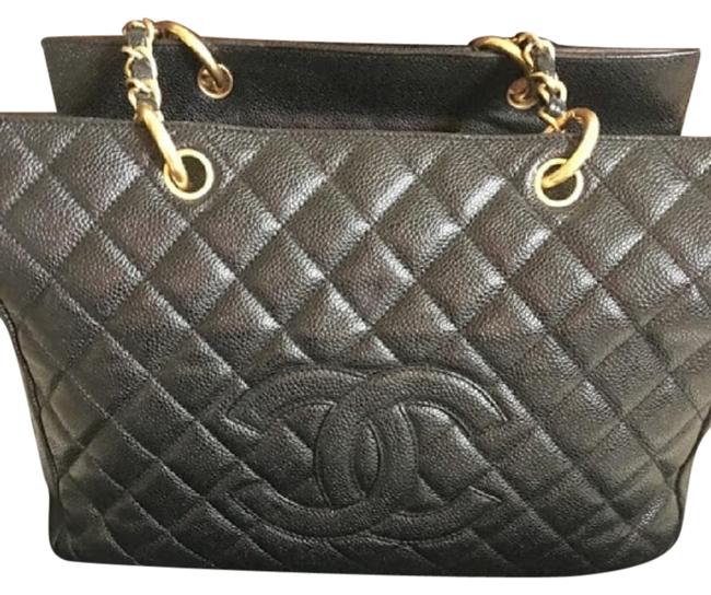 Chanel Shopping Caviar Black Leather Tote