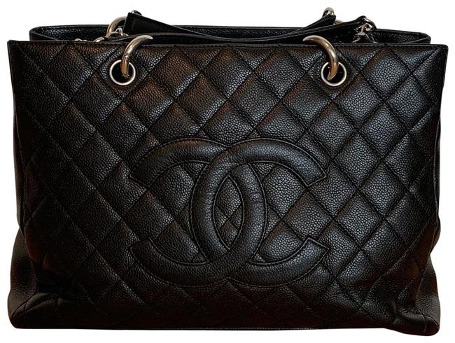 Chanel Shopping Caviar Grand Gst Black Leather Tote