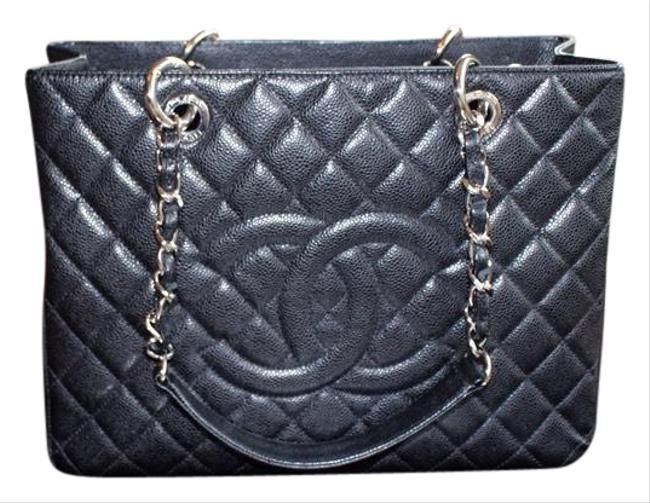 Chanel Timeless Shopping Caviar Skin Gst Grand Like New Black Calfskin Leather Tote