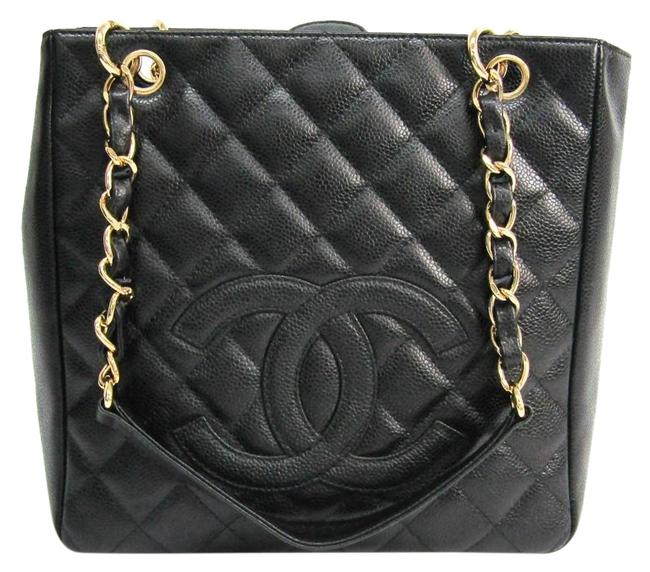 Chanel Shopping Caviar Skin Petit Pst A20994 Womens Black Leather Tote