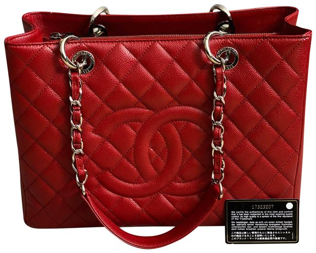 Chanel Shopping Cavier Quilted Grand Red Tote