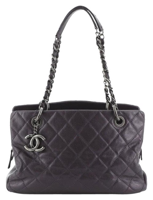Chanel Shopping Chic Quilted Caviar Small Purple Leather Tote