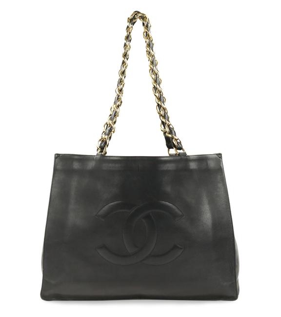 Chanel Shopping Chunky Chain Black Leather Tote
