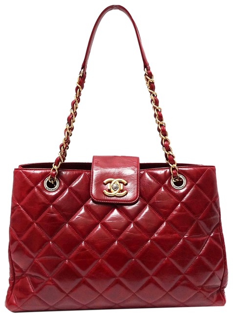 Chanel Shopping Bag Gold Hardware Cc Lock Burgundy Glazed Leather Tote