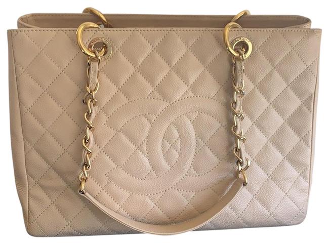 Chanel Shopping Grand Beige Leather Tote