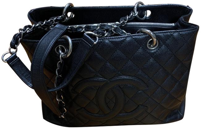 Chanel Shopping Grand Black Quilted Leather Tote