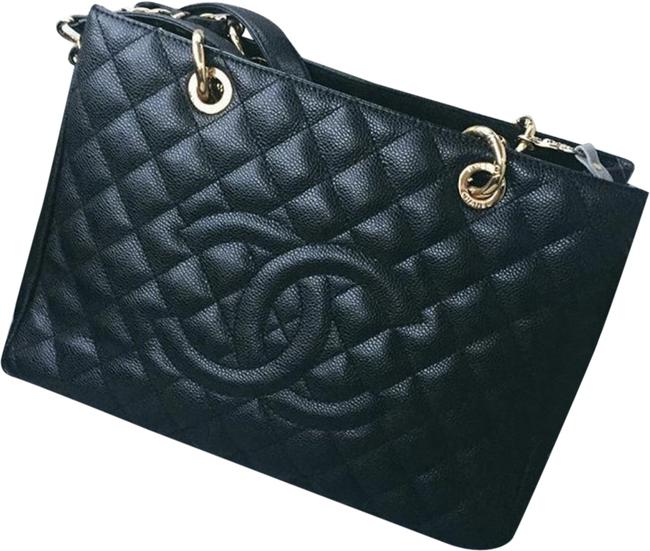 Chanel Shopping Grand Caviar Black Calfskin Leather Tote