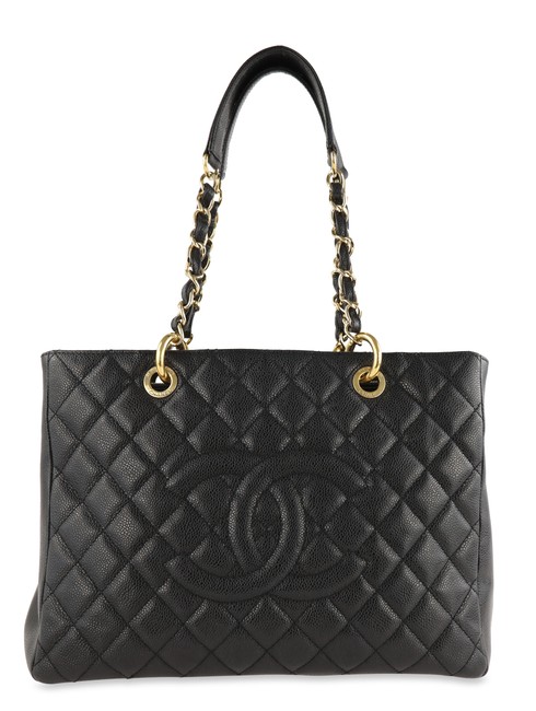Chanel Shopping Grand Caviar Black Leather Tote