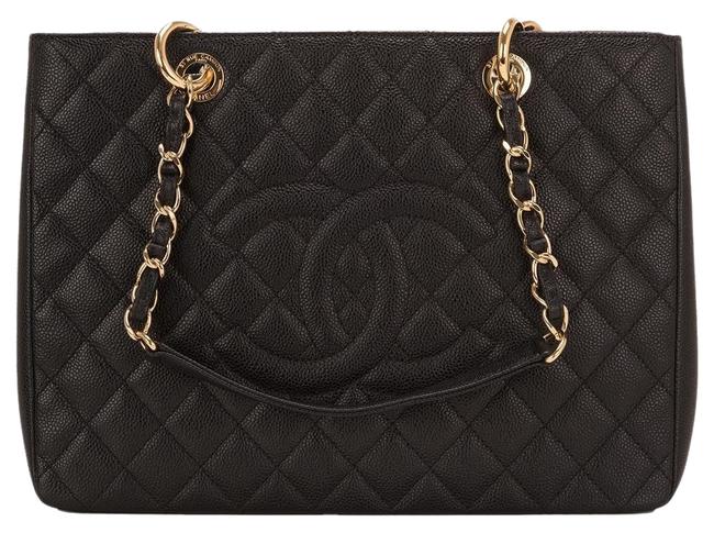 Chanel Shopping Grand Gst Black Caviar Leather Tote