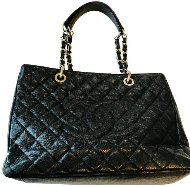 Chanel Shopping Grand Noir Black Leather Tote