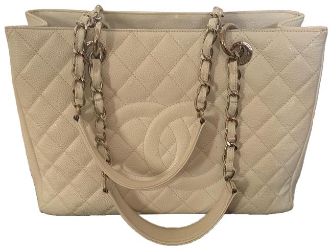 Chanel Shopping Grand While Caviar Tote