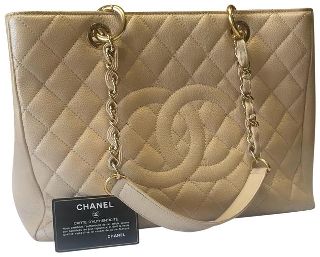 Chanel Shopping Gst Nude Beige Leather Tote