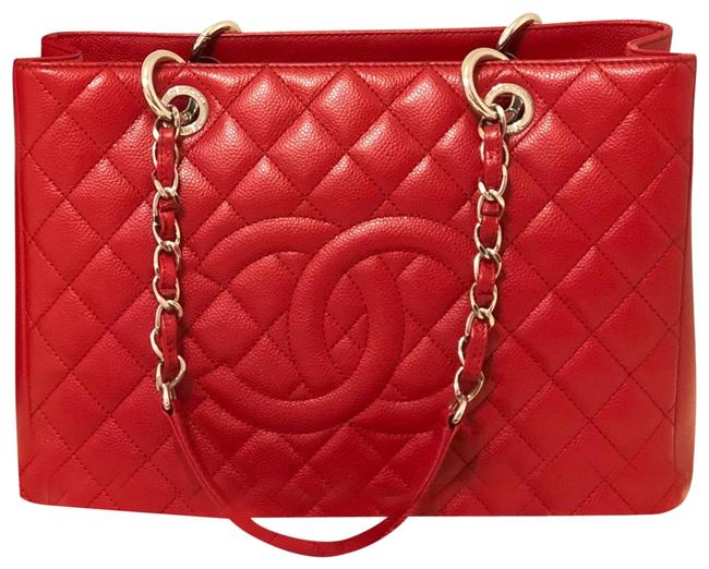 Chanel Shopping Gst Red Rouge Red Caviar Tote