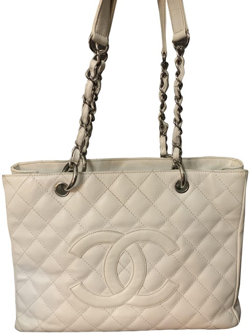 Chanel Shopping Gst White Caviar Tote