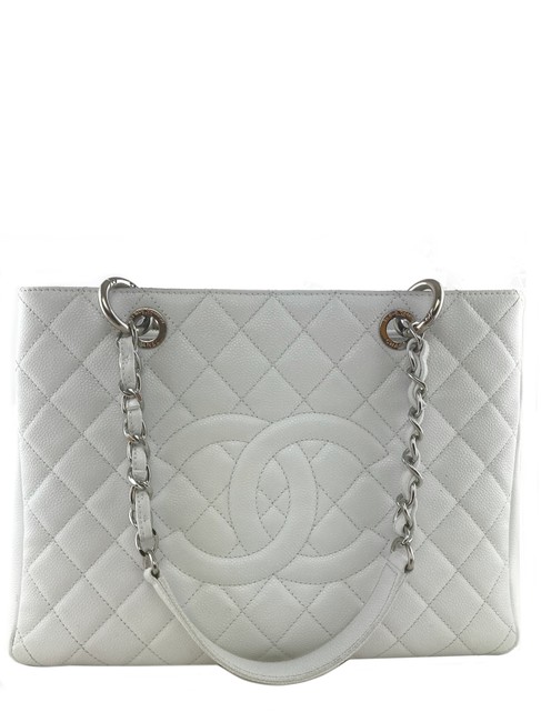 Chanel Shopping Gst White Leather Tote
