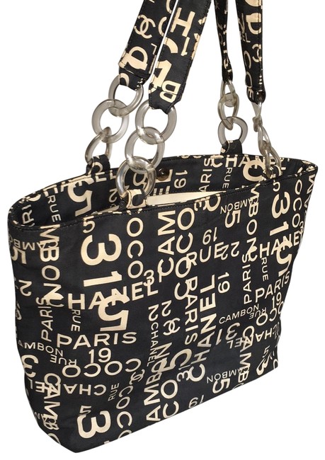 Chanel Shopping Large BlackWhite Canvas Tote