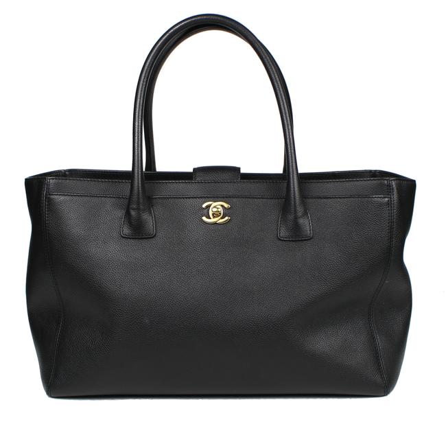 Chanel Shopping Large Caviar Shoulder Black Lambskin Leather Tote