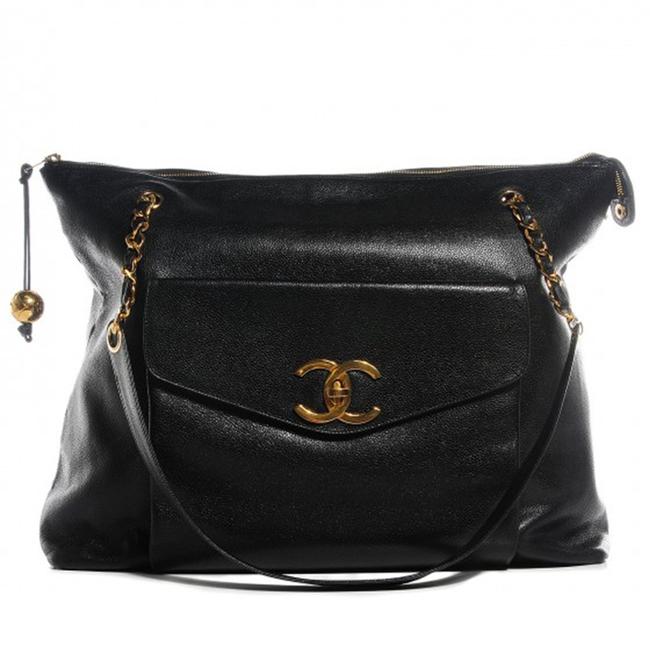 Chanel Shopping Large Shopper Black Caviar Leather Tote