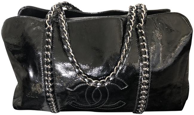 Chanel Shopping Luxe Ligne Black Patent Leather Tote