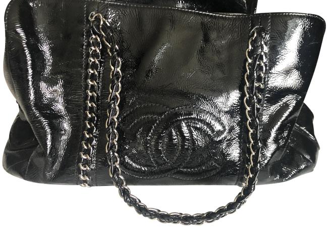 Chanel Shopping Luxe Ligne Large Black Patent Leather Tote