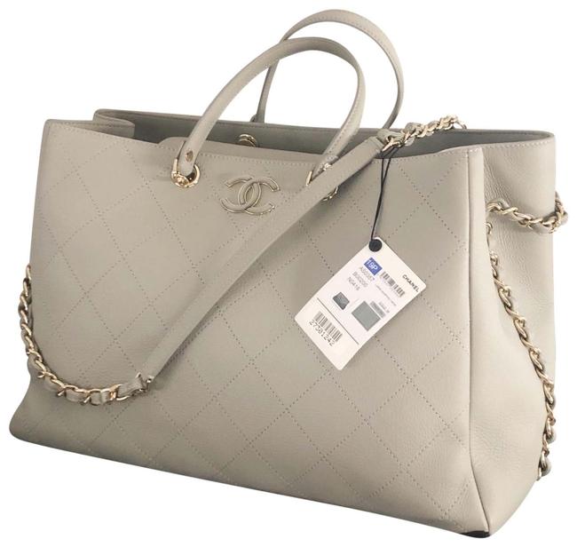 Chanel Shopping New 2019 Bullskin Cc Large Grey Calfskin Leather Tote