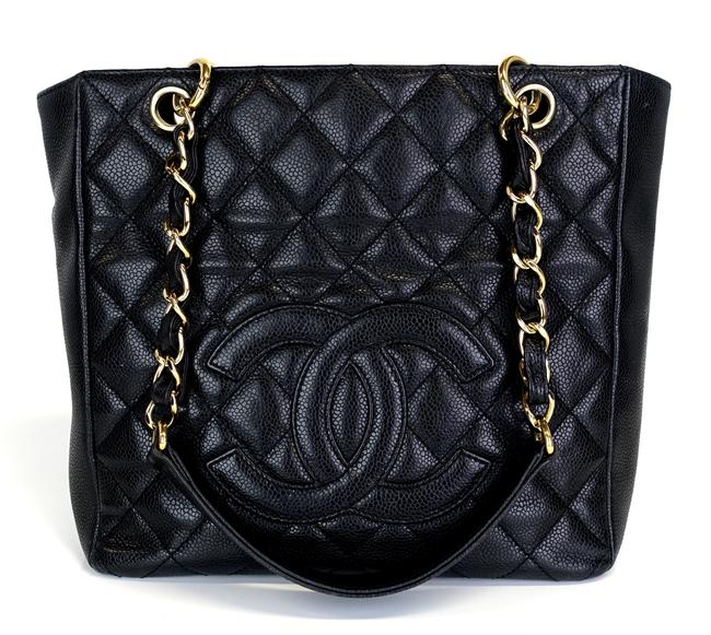 Chanel Shopping Petite Caviar Black Lambskin Leather Tote