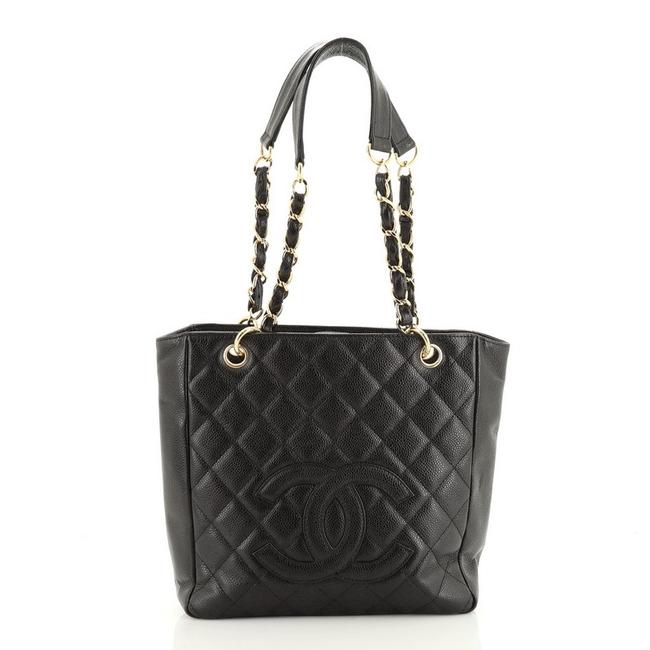 Chanel Shopping Petite Quilted Caviar Black Leather Tote