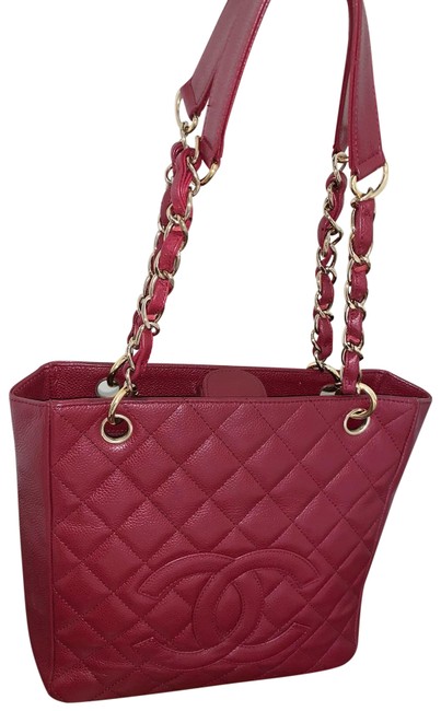 Chanel Shopping Petite Shopper Garnet Red Caviar Leather Tote